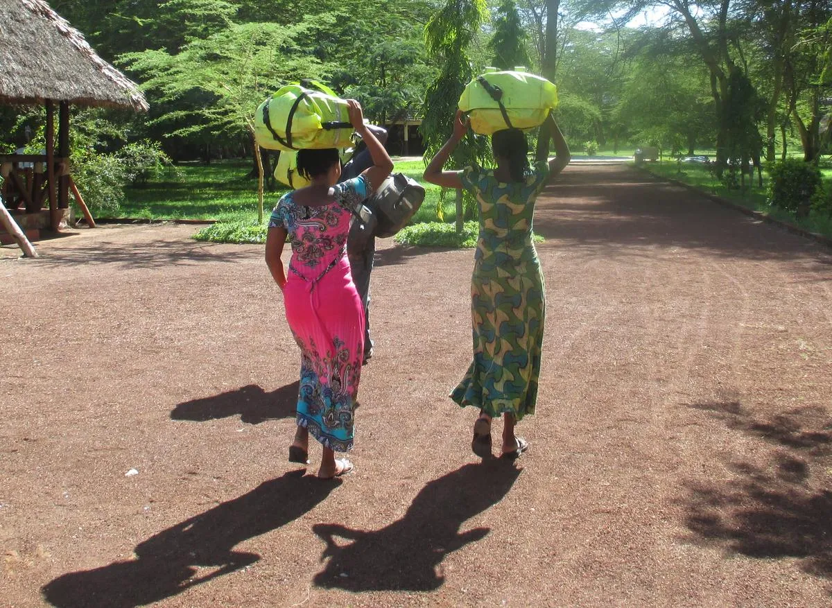 Our luggage on it’s way, Lake Manyara