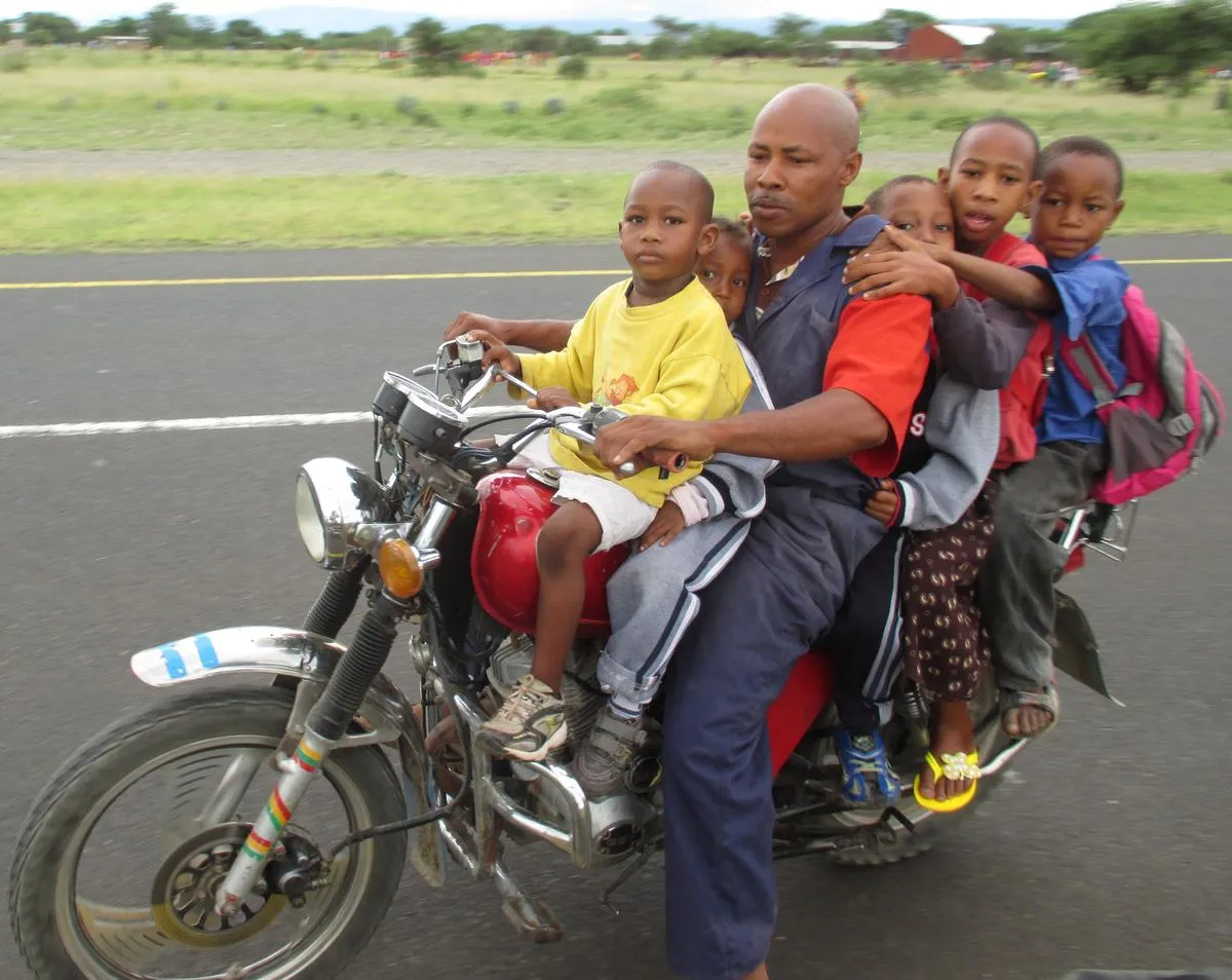 Typical family transport in Tanzania