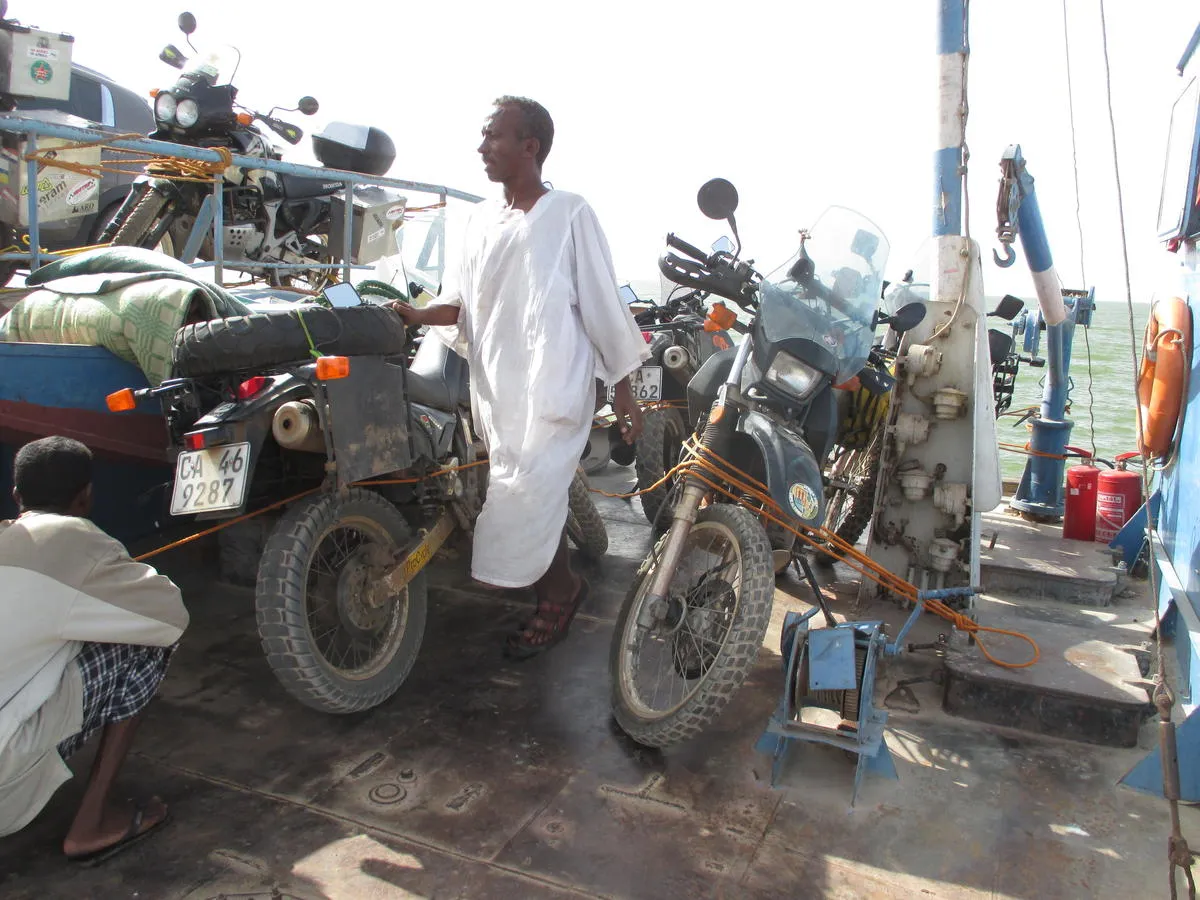Bikes loaded onto a barge